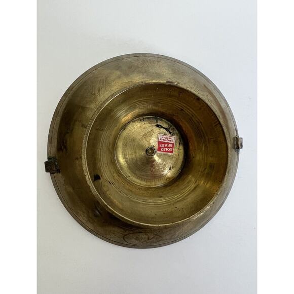 Vintage Brass Cloisonné Handle Bowl Christmas Candle Design Candy Dish - Picture 4 of 7